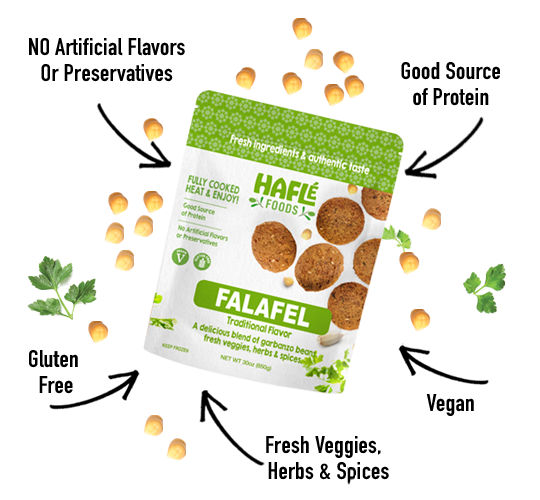 Haflé falafel are free of artificial flavors, preservatives and gluten. and a good soucre of protein.